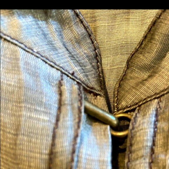 NWOT Metallic Bronze Citron Santa Monica Linen Blend 3/4 Sleeve Blouse/Jacket PL - Picture 3 of 8